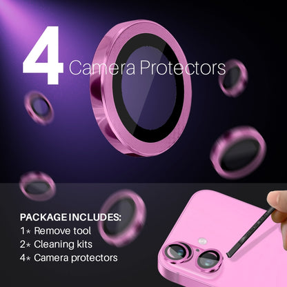 For iPhone 16 / 16 Plus NORTHJO 2 Sets 4pcs Camera Lens Protector Cover Metal Ring Film(Rose) - iPhone 16 Plus Tempered Glass by NORTHJO | Online Shopping UK | buy2fix