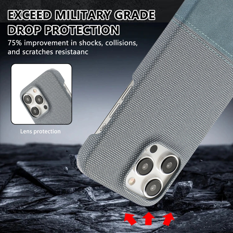 For iPhone 16 Plus Stitching Cloth PU Shockproof Phone Case(Blue) - iPhone 16 Plus Cases by buy2fix | Online Shopping UK | buy2fix