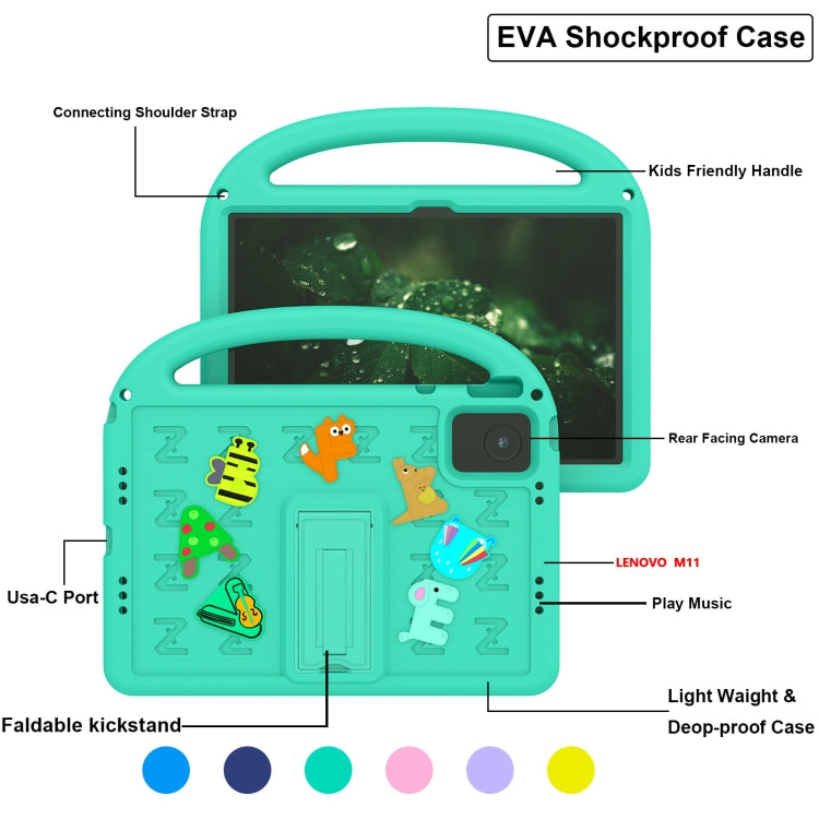 For Lenovo Tab M11 / Xiaoxin Pad 11 2024 Cartoon Sparrow EVA Shockproof Tablet Case(Glacier Green) - Lenovo by buy2fix | Online Shopping UK | buy2fix