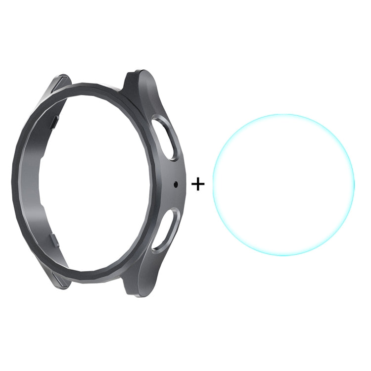 For Samsung Galaxy Watch7 44mm ENKAY Hat-Prince Electroplated Hard PC Case + 0.2mm 9H Glass Screen Protector(Gun Metal) - Watch Cases by ENKAY | Online Shopping UK | buy2fix