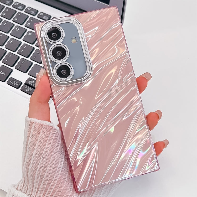 For Samsung Galaxy S25 5G Plating Glitter Texture TPU Phone Case with Lens Film(Pink Water Ripples) - Galaxy S25 5G Cases by buy2fix | Online Shopping UK | buy2fix