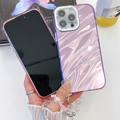 For iPhone 16 Pro Max Plating Glitter Texture Chain Wristband TPU Phone Case with Lens Film(White Shell Pattern) - iPhone 16 Pro Max Cases by buy2fix | Online Shopping UK | buy2fix