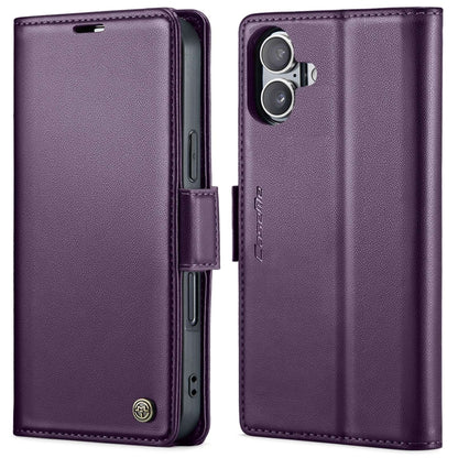 For iPhone 16 CaseMe 023 Butterfly Buckle Litchi Texture RFID Anti-theft Leather Phone Case(Purple) - iPhone 16 Cases by CaseMe | Online Shopping UK | buy2fix