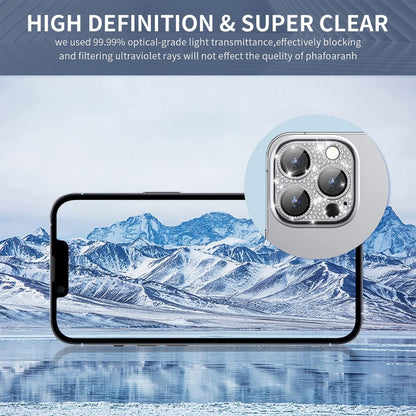 For iPhone 16 / 16 Plus ENKAY Hat-Prince Blink Diamond Camera Lens Aluminium Alloy Tempered Glass Film(Sierra Blue) - iPhone 16 Tempered Glass by ENKAY | Online Shopping UK | buy2fix