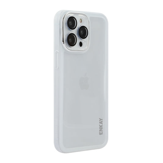 For iPhone 15 Pro Max ENKAY Hat-Prince Translucent Matte TPU Phone Case with Lens Film(White) - iPhone 15 Pro Max Cases by ENKAY | Online Shopping UK | buy2fix