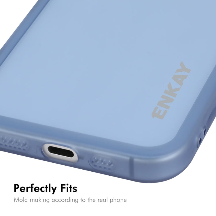 For iPhone 16 Plus ENKAY Hat-Prince Translucent Matte TPU Phone Case with Lens Film(Blue) - iPhone 16 Plus Cases by ENKAY | Online Shopping UK | buy2fix