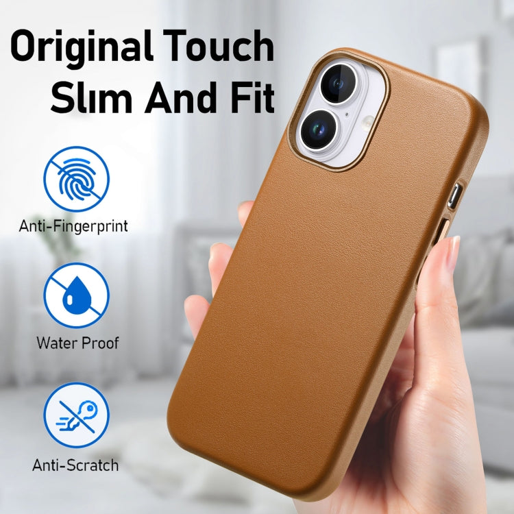 For iPhone 16 Plus Electroplated Metal Button Shockproof Phone Case(Brown) - iPhone 16 Plus Cases by buy2fix | Online Shopping UK | buy2fix