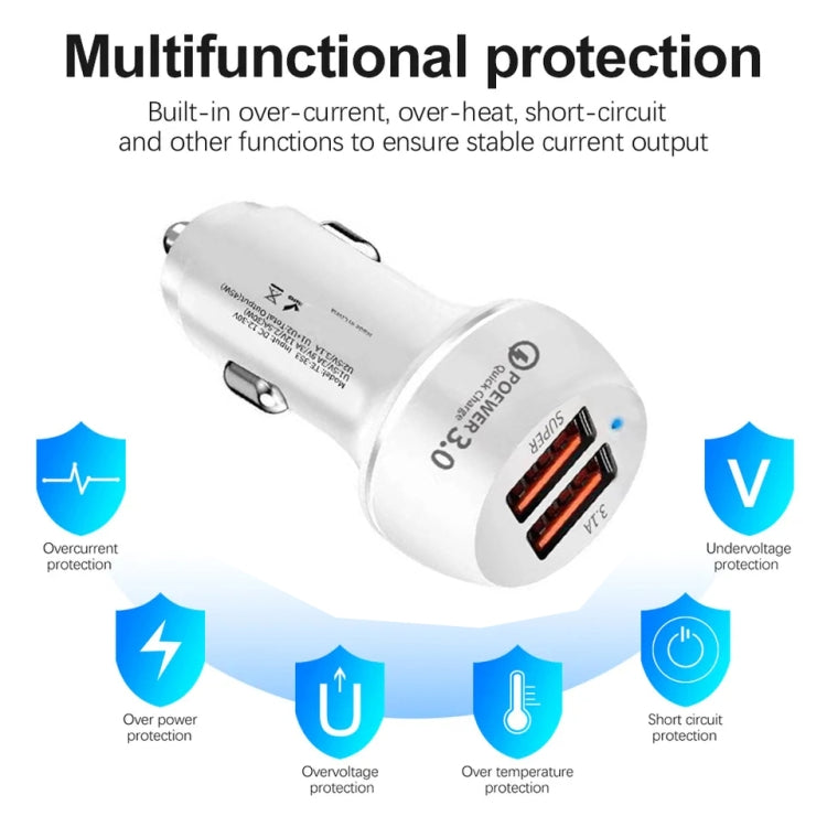 45W USB QC3.0 30W + USB 2.0 Fully Compatible Car Charger(White) - Car Charger by buy2fix | Online Shopping UK | buy2fix