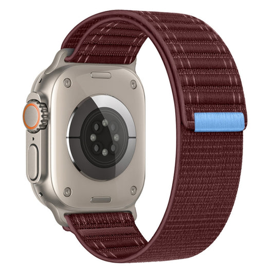 For Apple Watch Ultra 2 49mm Sea Wave Nylon Hook and Loop Fastener Watch Band(Wine Red) - Watch Bands by buy2fix | Online Shopping UK | buy2fix