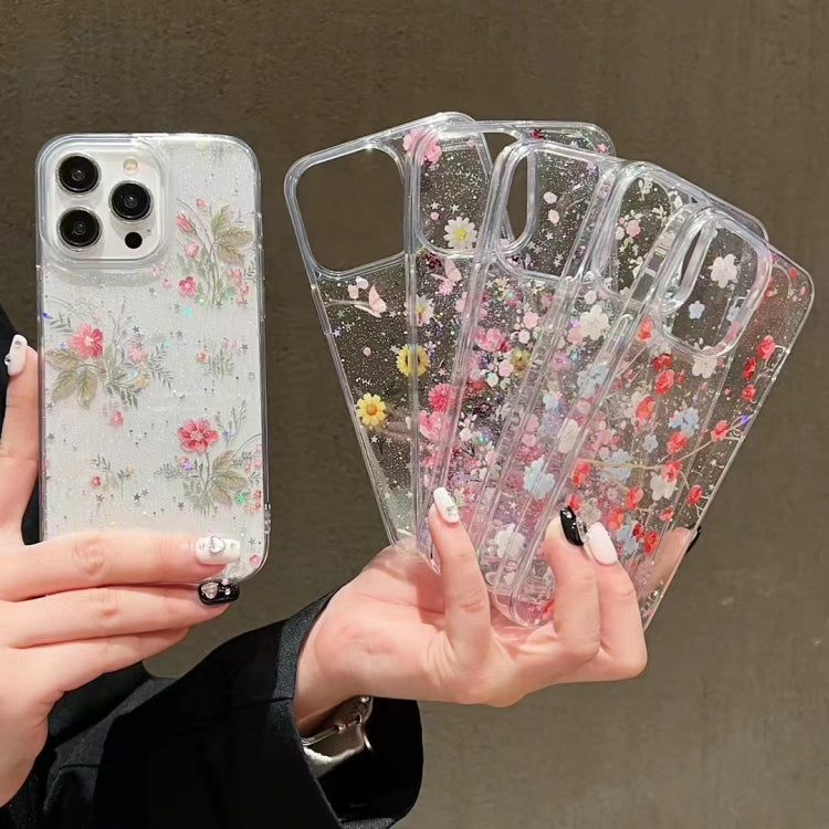 For iPhone 16 Pro Spring Garden Epoxy TPU Phone Case(F05 Pink and White Flowers) - iPhone 16 Pro Cases by buy2fix | Online Shopping UK | buy2fix