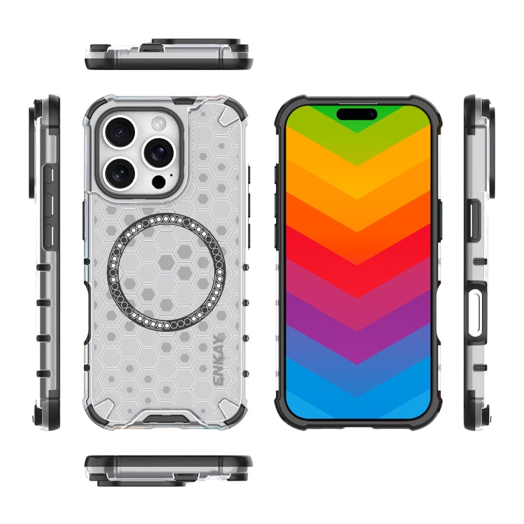 For iPhone 16 Pro ENKAY Hat-Prince Honeycomb MagSafe Shockproof Phone Case with Large Arc Edge Film(White) - iPhone 16 Pro Cases by ENKAY | Online Shopping UK | buy2fix