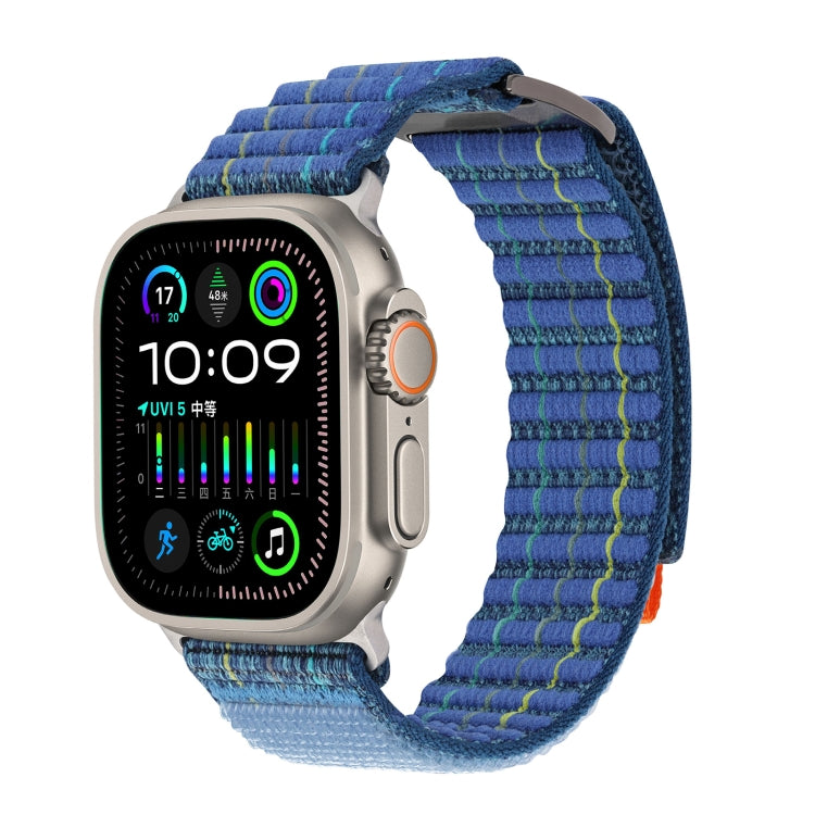 For Apple Watch Ultra 49mm Two Sections Nylon Hook and Loop Fastener Watch Band(Scuba Blue) - Watch Bands by buy2fix | Online Shopping UK | buy2fix