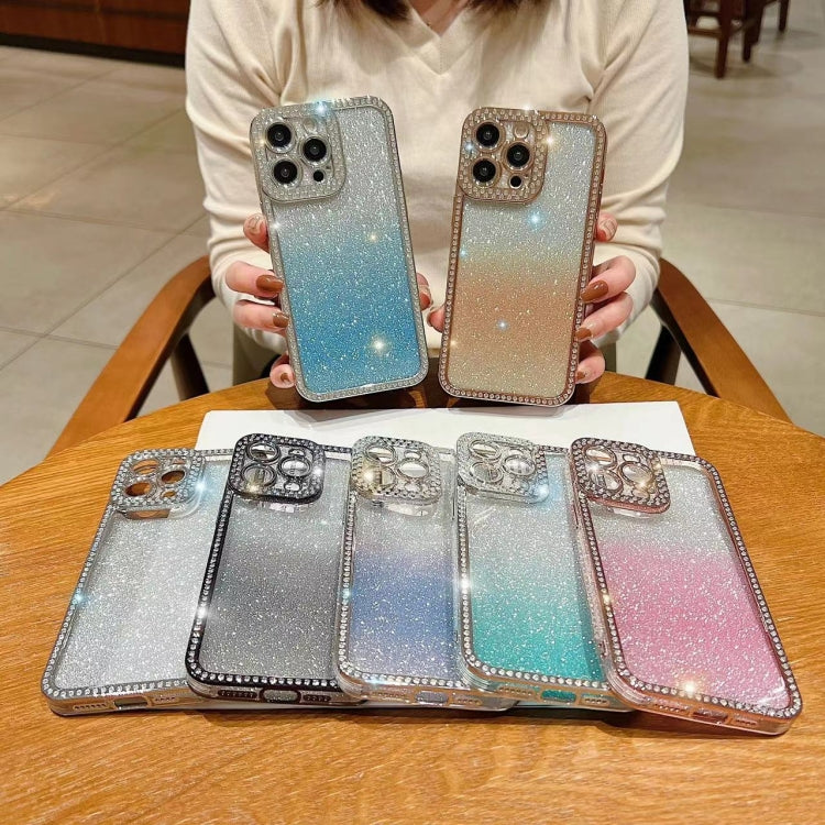 For iPhone 16 Pro Diamond Gradient Glitter Plated TPU Phone Case(Silver) - iPhone 16 Pro Cases by buy2fix | Online Shopping UK | buy2fix