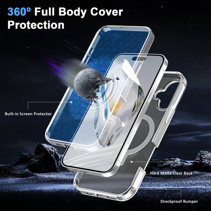 For iPhone 16 Plus Frosted Skin Feel MagSafe Holder 360 Full Body Phone Case(Transparent) - iPhone 16 Plus Cases by buy2fix | Online Shopping UK | buy2fix