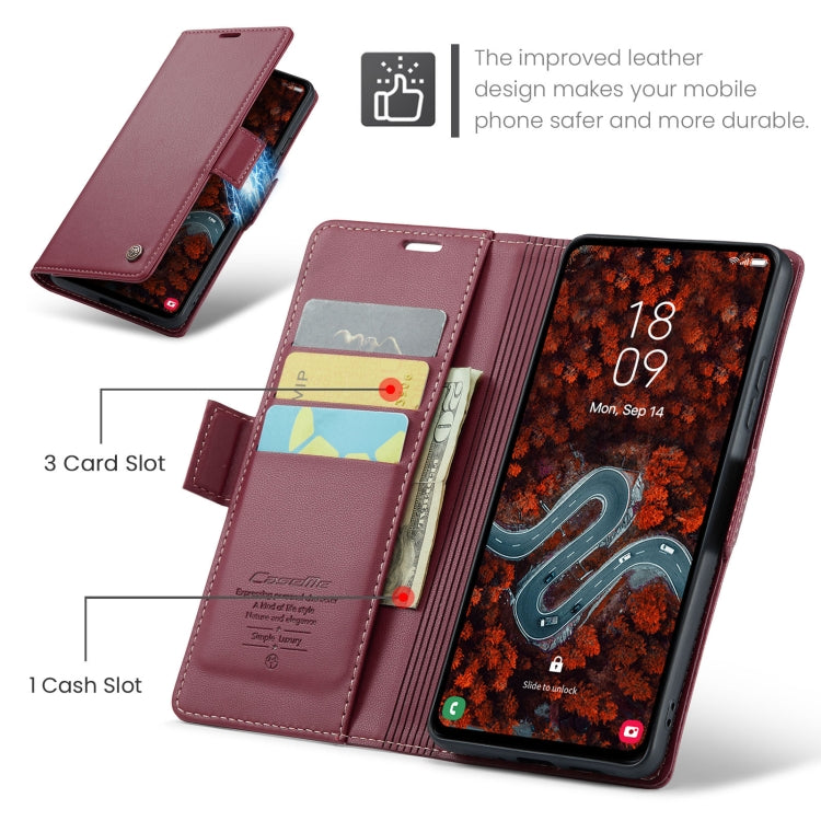 For Samsung Galaxy S24 FE 5G CaseMe 023 Butterfly Buckle Litchi Texture RFID Anti-theft Leather Phone Case(Red) - Galaxy S24 FE 5G Cases by CaseMe | Online Shopping UK | buy2fix