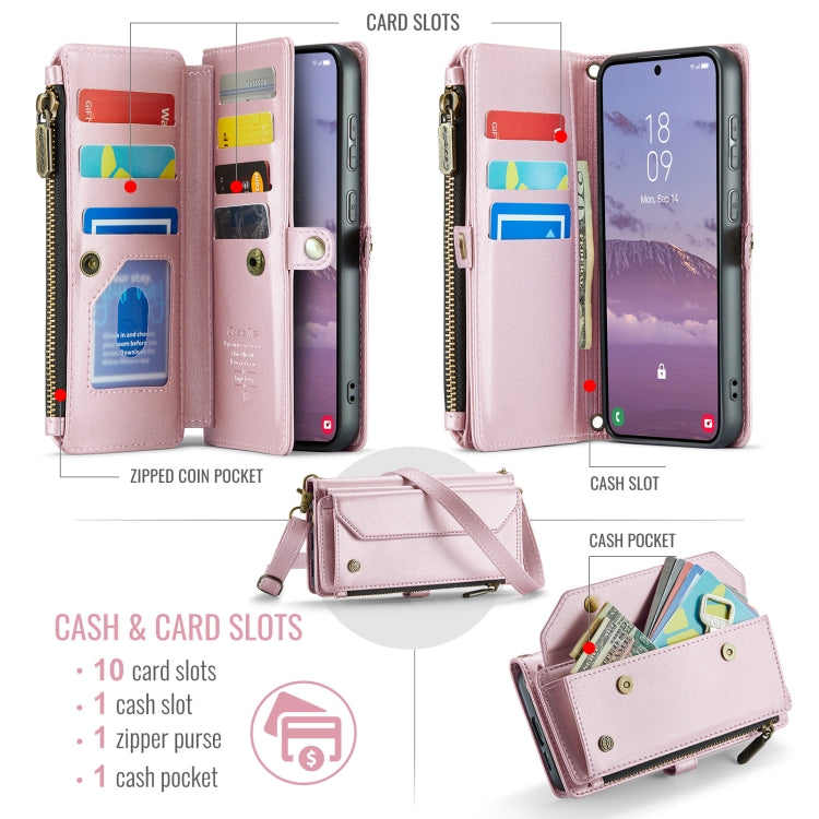 For Samsung Galaxy S24 FE 5G CaseMe C36 Card Slots Zipper Wallet RFID Anti-theft Leather Phone Case(Pink) - Galaxy S24 FE 5G Cases by CaseMe | Online Shopping UK | buy2fix