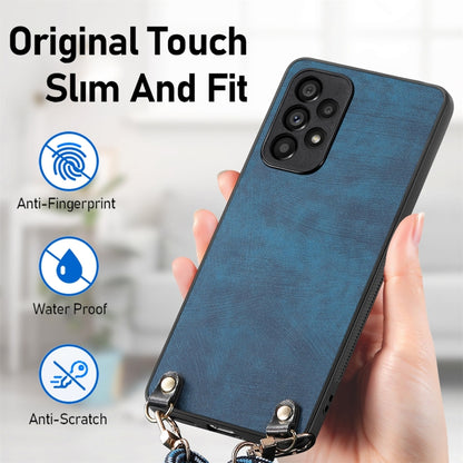 For Samsung Galaxy S25+ 5G Vintage Leather PC Back Cover Phone Case with Crossbody Strap(Blue) - Galaxy S25+ 5G Cases by buy2fix | Online Shopping UK | buy2fix