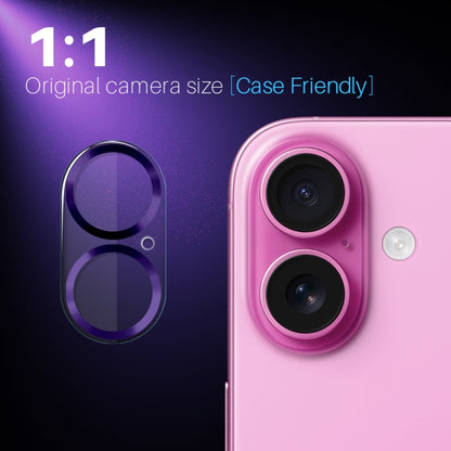 For iPhone 16 / 16 Plus NORTHJO Camera Lens Protector CD Veins 3D Tempered Glass Film(Purple) - iPhone 16 Plus Tempered Glass by NORTHJO | Online Shopping UK | buy2fix