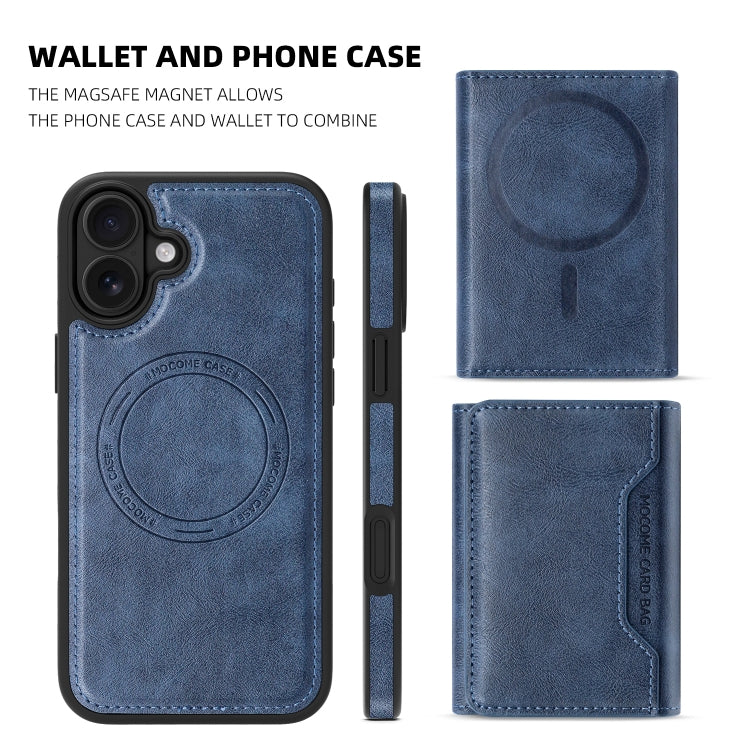 For iPhone 16 Shield Multi-functional MagSafe Card Bag Phone Case(Blue) - iPhone 16 Cases by buy2fix | Online Shopping UK | buy2fix