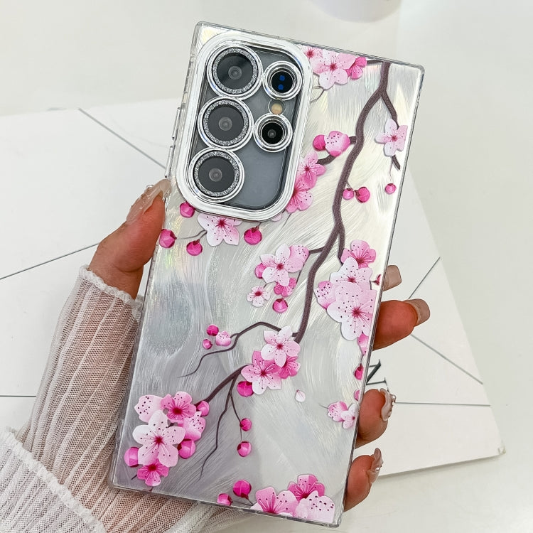 For Samsung Galaxy S25 Ultra 5G Electroplating Flowers Plants Texture TPU Phone Case(Plum Flower FL6) - Galaxy S25 Ultra 5G Cases by buy2fix | Online Shopping UK | buy2fix