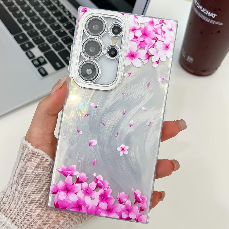 For Samsung Galaxy S25 Ultra 5G Electroplating Flowers Plants Texture TPU Phone Case(Sakura FL12) - Galaxy S25 Ultra 5G Cases by buy2fix | Online Shopping UK | buy2fix