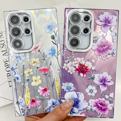 For Samsung Galaxy S25 Ultra 5G Electroplating Flowers Plants Texture TPU Phone Case(Peach Blossom FL18) - Galaxy S25 Ultra 5G Cases by buy2fix | Online Shopping UK | buy2fix