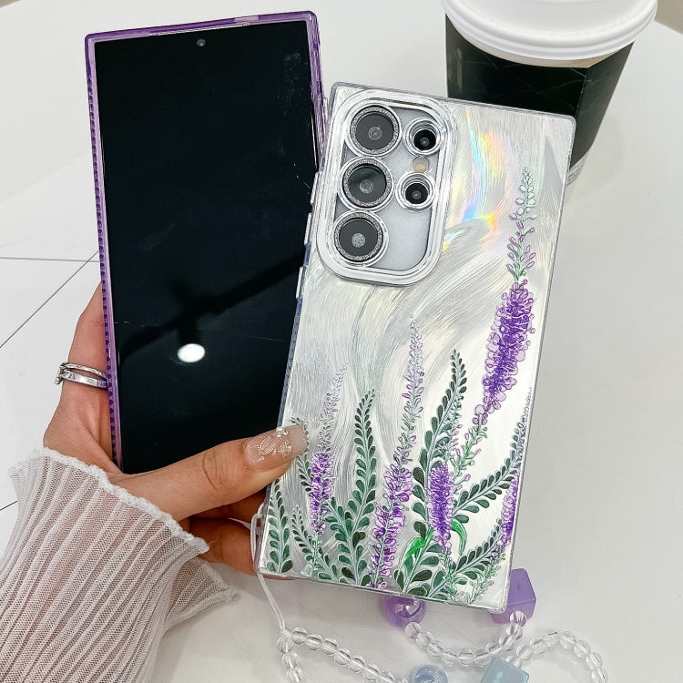 For Samsung Galaxy S25 5G Electroplating Flowers Plants Texture Wristband TPU Phone Case(Lilac Flowers FL16) - Galaxy S25 5G Cases by buy2fix | Online Shopping UK | buy2fix