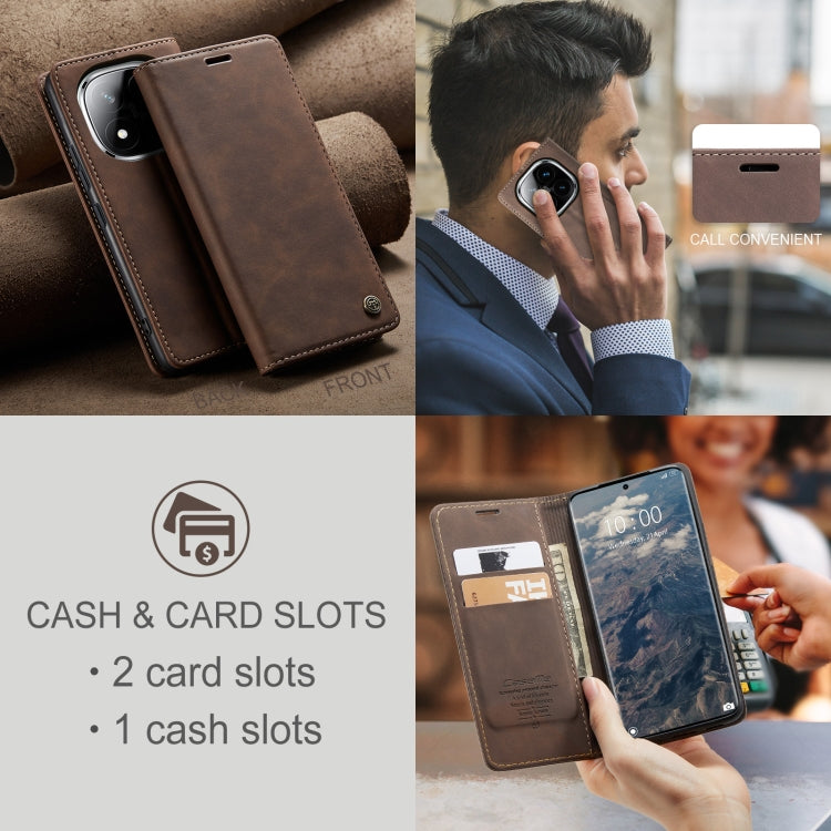 For Redmi Note 14 Pro 5G CaseMe 013 Multifunctional Horizontal Flip Leather Phone Case(Coffee) - Note 14 Pro Cases by CaseMe | Online Shopping UK | buy2fix