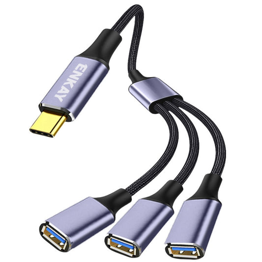 ENKAY ENK-CB171 Type-C to 3 USB 2.0 OTG Splitter Cable Extension Cord, Length:1.2m - Cable & Adapters by ENKAY | Online Shopping UK | buy2fix