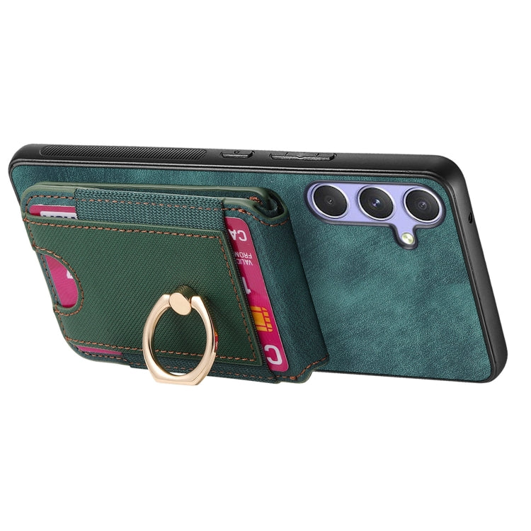 For Samsung Galaxy S25 5G Retro Splitable Magnetic Stand Card Bag Leather Phone Case(Green) - Galaxy S25 5G Cases by buy2fix | Online Shopping UK | buy2fix