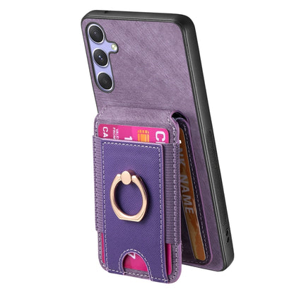 For Samsung Galaxy S25 5G Retro Splitable Magnetic Stand Card Bag Leather Phone Case(Purple) - Galaxy S25 5G Cases by buy2fix | Online Shopping UK | buy2fix