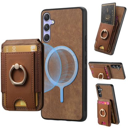 For Samsung Galaxy S25+ 5G Retro Splitable Magnetic Stand Card Bag Leather Phone Case(Brown) - Galaxy S25+ 5G Cases by buy2fix | Online Shopping UK | buy2fix