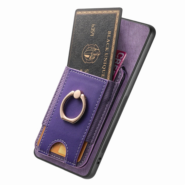 For Samsung Galaxy S25+ 5G Retro Splitable Magnetic Stand Card Bag Leather Phone Case(Purple) - Galaxy S25+ 5G Cases by buy2fix | Online Shopping UK | buy2fix