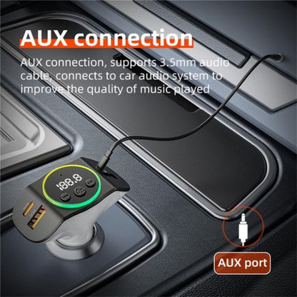 C8 Bluetooth 5.3 Receiver Hands-Free Calling with AUX Port Dual USB Port Car Charger(Grey) - Bluetooth Car Kits by buy2fix | Online Shopping UK | buy2fix