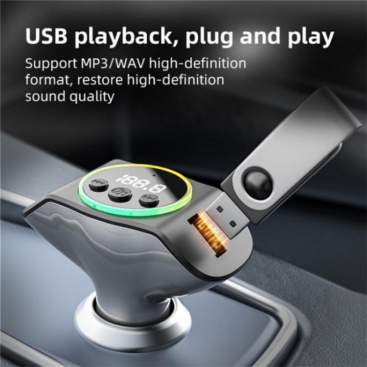 C8 Bluetooth 5.3 Receiver Hands-Free Calling with AUX Port Dual USB Port Car Charger(Grey) - Bluetooth Car Kits by buy2fix | Online Shopping UK | buy2fix