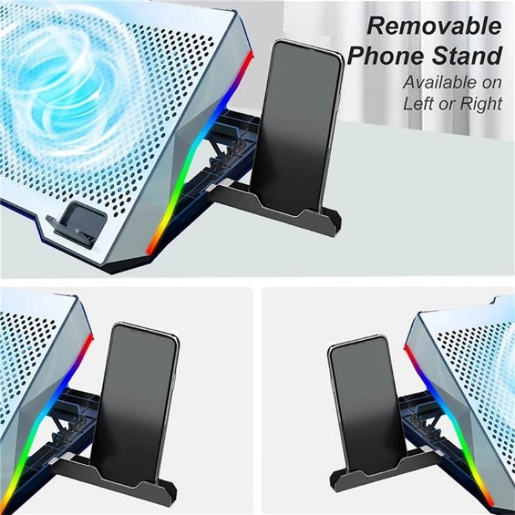 S601 RGB Light Notebook Cooler Adjustable Height Gaming Laptop Cooling Pad - Cooling Pads by buy2fix | Online Shopping UK | buy2fix