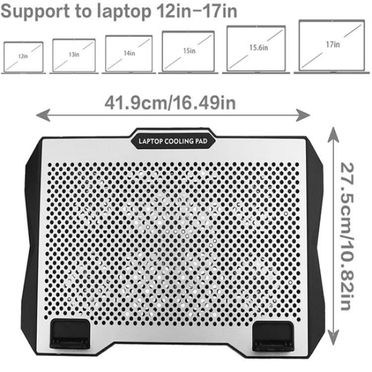 S601 RGB Light Notebook Cooler Adjustable Height Gaming Laptop Cooling Pad - Cooling Pads by buy2fix | Online Shopping UK | buy2fix