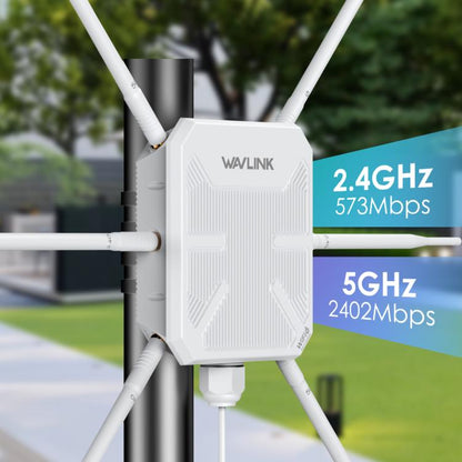 WAVLINK WN588HX3 AX3000 Outdoor WiFi Extender with 6 Antennas Dual Band WiFi Repeater, Plug:EU Plug - Wireless Routers by WAVLINK | Online Shopping UK | buy2fix