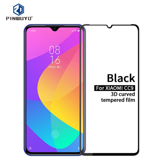 PINWUYO 9H 3D Curved Tempered Glass Film  for Xiaomi Mi CC9(Black) -  by PINWUYO | Online Shopping UK | buy2fix