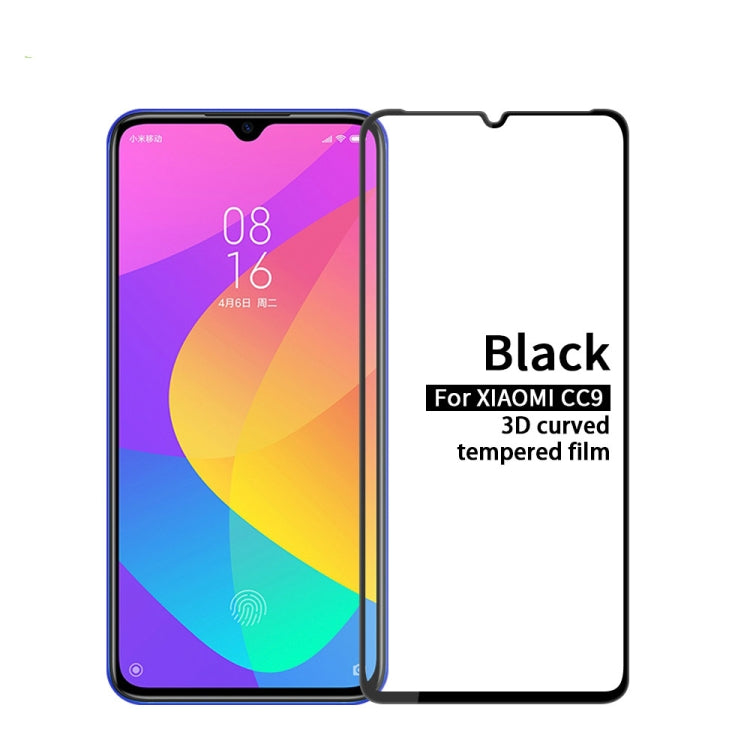 MOFI 9H 3D Explosion-proof Curved Screen Tempered Glass Film for Xiaomi Mi CC9(Black) -  by MOFI | Online Shopping UK | buy2fix