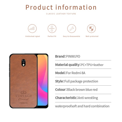 For Xiaomi RedMi 8A PINWUYO Pin Rui Series Classical Leather, PC + TPU + PU Leather Waterproof And Anti-fall All-inclusive Protective Shell(Blue) - Xiaomi Cases by PINWUYO | Online Shopping UK | buy2fix