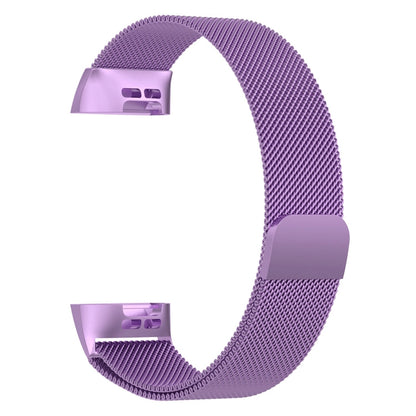 Stainless Steel Magnet Watch Band for FITBIT Charge  4 / 3，Small Size: 190x18mm(Light Purple) - Watch Bands by buy2fix | Online Shopping UK | buy2fix