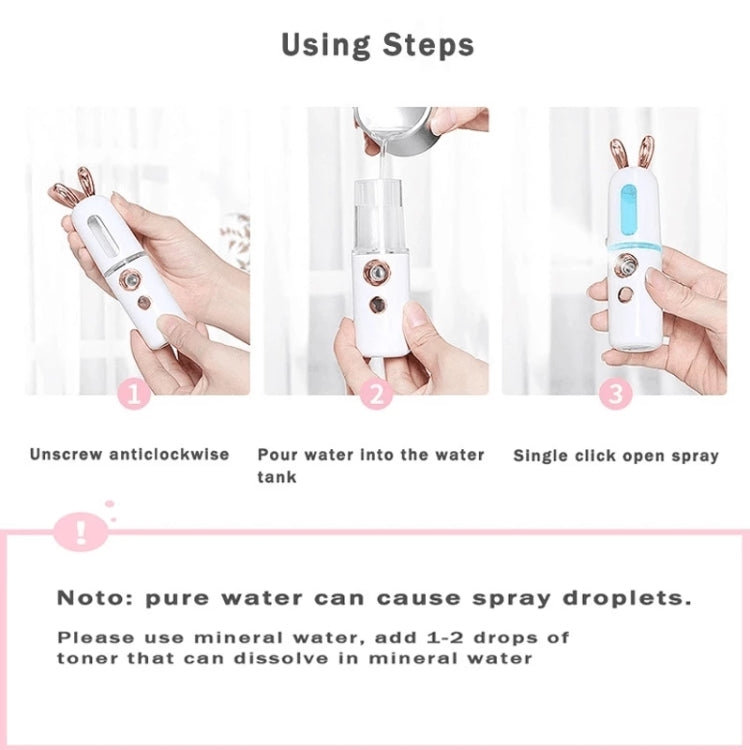 Facial Steamer Nano Spray Water Replenishing Instrument Portable Cold Spray Machine Charging Beauty Instrument Automatic Alcohol Sprayer, Style:Cute Rabbit(White) - Beauty Instrument by buy2fix | Online Shopping UK | buy2fix