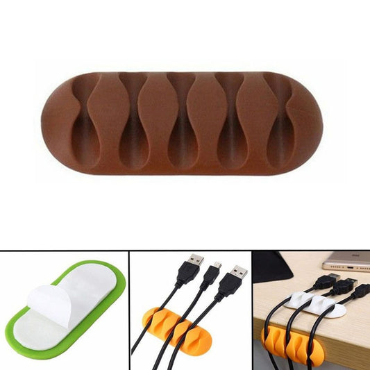 10 PCS Pasteable Five-hole TPR Wire Storage Organizer Data Cable Holder(Coffee) - Cable Organizer by buy2fix | Online Shopping UK | buy2fix