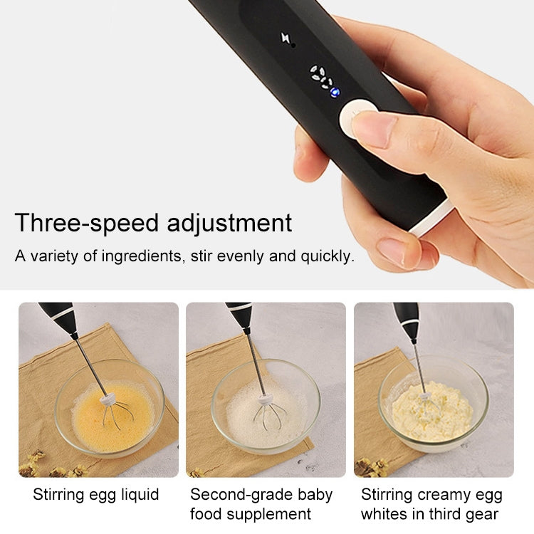 Kitchen Electric Hand-held Egg Beater Milk Coffee Mixer Stainless Steel Mini Handle Mixer(Black) - Stirrer & Squeezer by buy2fix | Online Shopping UK | buy2fix