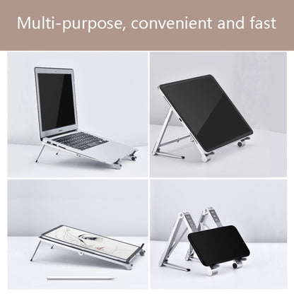 Oatsbasf 03040 Metal Mini Notebook Stand Aluminum Alloy Computer Cooling Folding Bracket(Grey) - Laptop Stand by Oatsbasf | Online Shopping UK | buy2fix