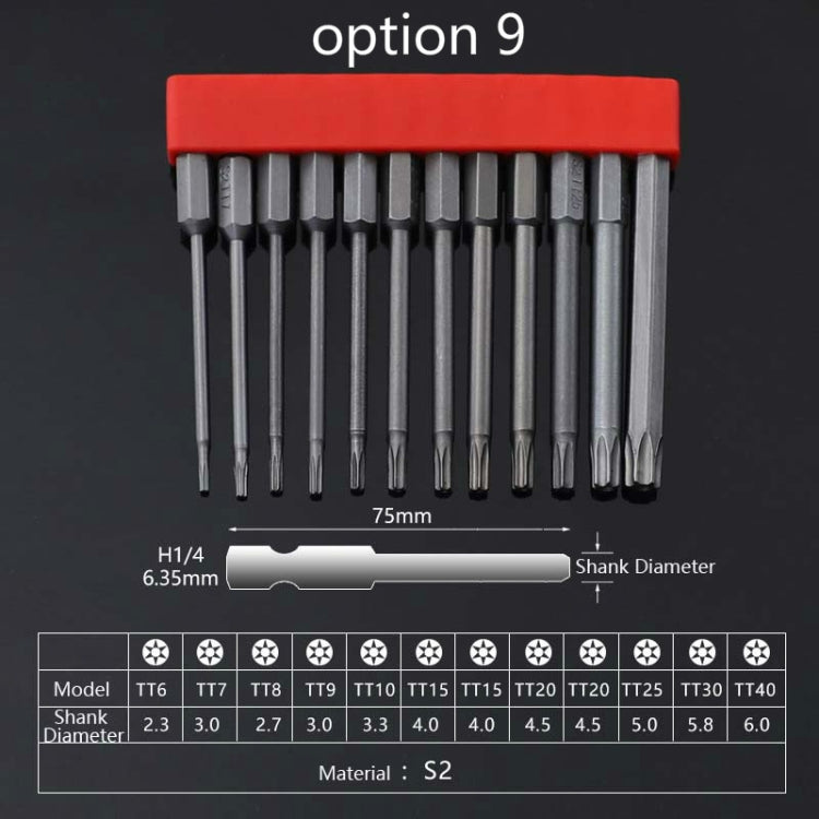 12 PCS / Set Screwdriver Bit With Magnetic S2 Alloy Steel Electric Screwdriver, Specification:9 - Drill & Drill Bits by buy2fix | Online Shopping UK | buy2fix