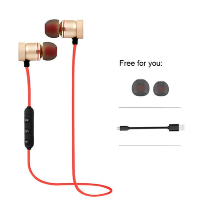 MoreBlue S07 Wireless Bluetooth Earphones Metal Magnetic Stereo Bass Headphones Cordless Sport Headset Earbuds With Microphone(Gold) - Bluetooth Earphone by buy2fix | Online Shopping UK | buy2fix