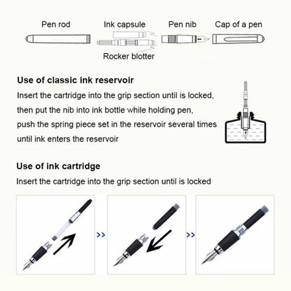 X750 Stationery Stainless Steel Fountain Pen Medium Nib Ink Pens School Oiifice Gift, Nib Size:0.5mm(Black Pattern) - Fountain Pens by buy2fix | Online Shopping UK | buy2fix