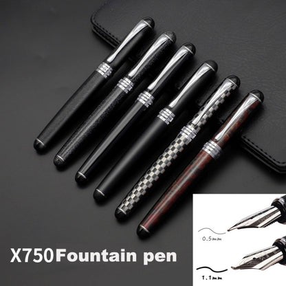 X750 Stationery Stainless Steel Fountain Pen Medium Nib Ink Pens School Oiifice Gift, Nib Size:1.1mm(Fluorescent Black) - Fountain Pens by buy2fix | Online Shopping UK | buy2fix